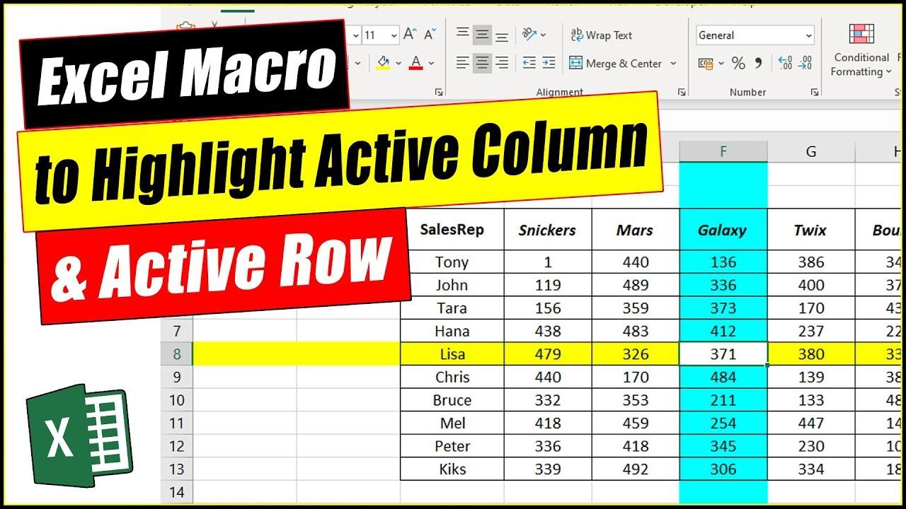 Active Rows and Columns Highlighter in Microsoft Excel