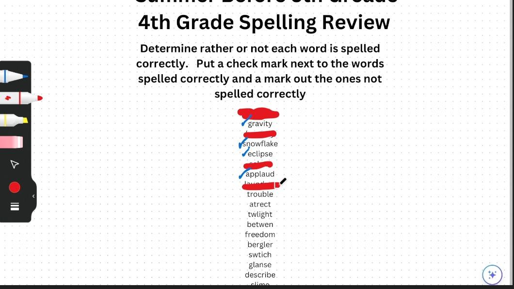 Summer Before 5th Grade- Spelling Review
