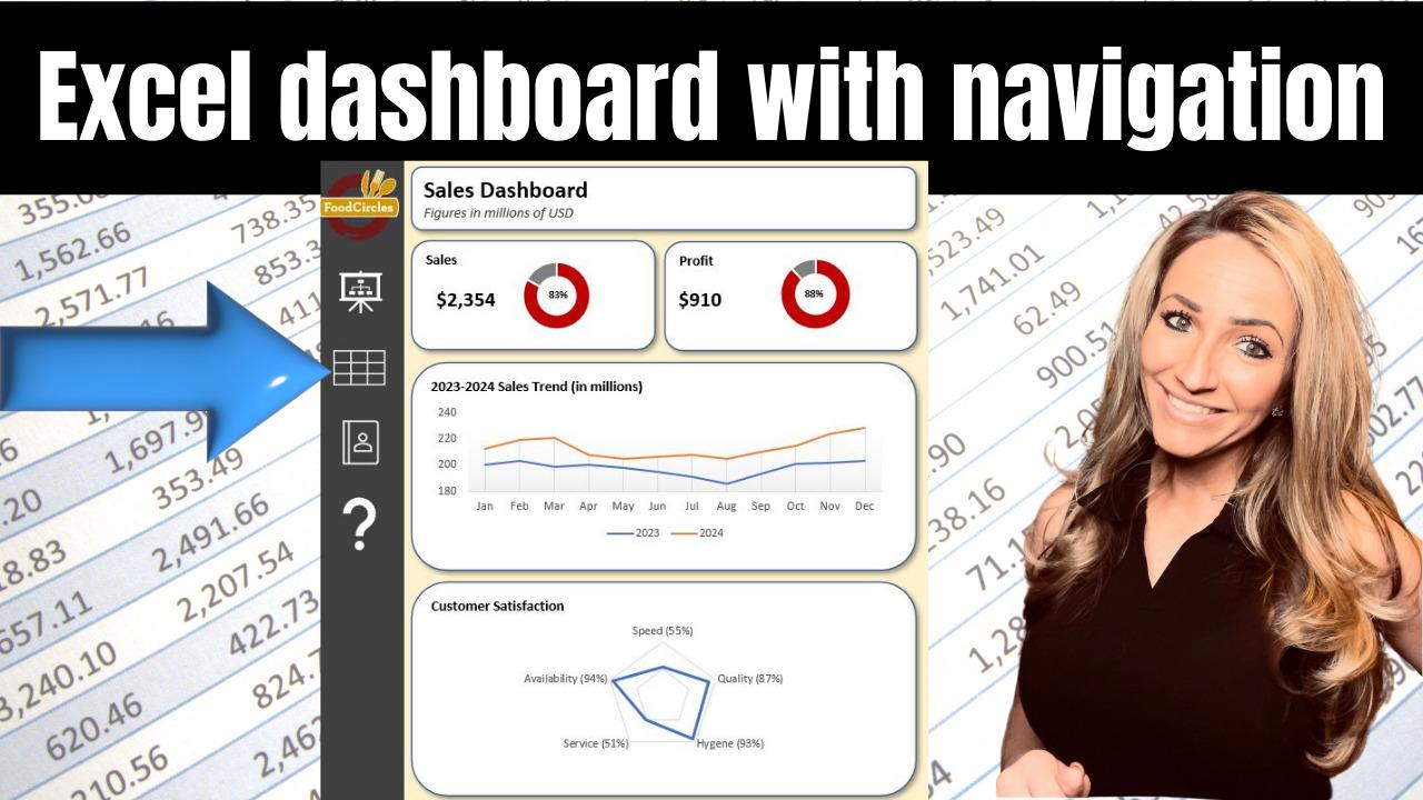 Excel dashboard tutorial with navigation bar