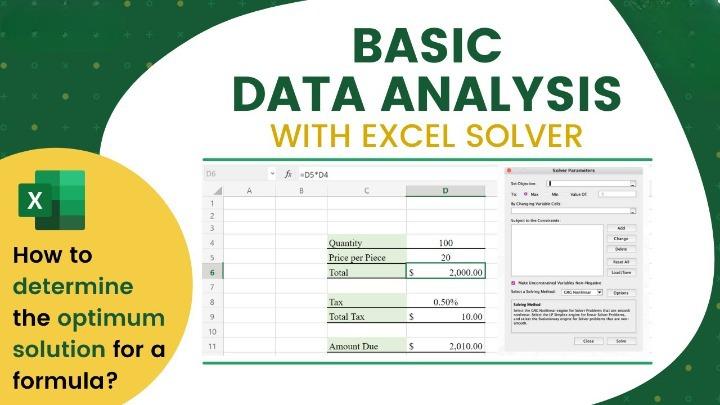 Basic Data Analysis With Microsoft Excel Solver