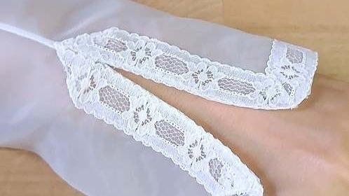 How to sew lace to sleeve slit with corners