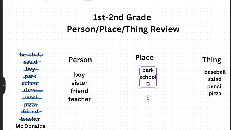 Summer Before 2nd Grade -ELA- Person , Place , or Thing