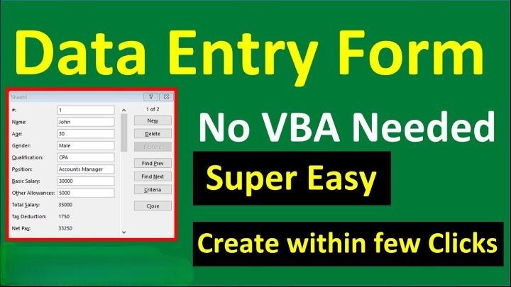 Extremely Easy Data Entry Form in Excel (No VBA)