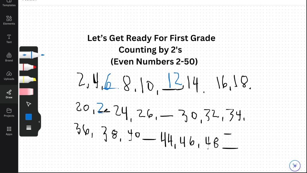 Let's Get Ready for 1st Grade - Counting by 2's -Even Numbers 2-50
