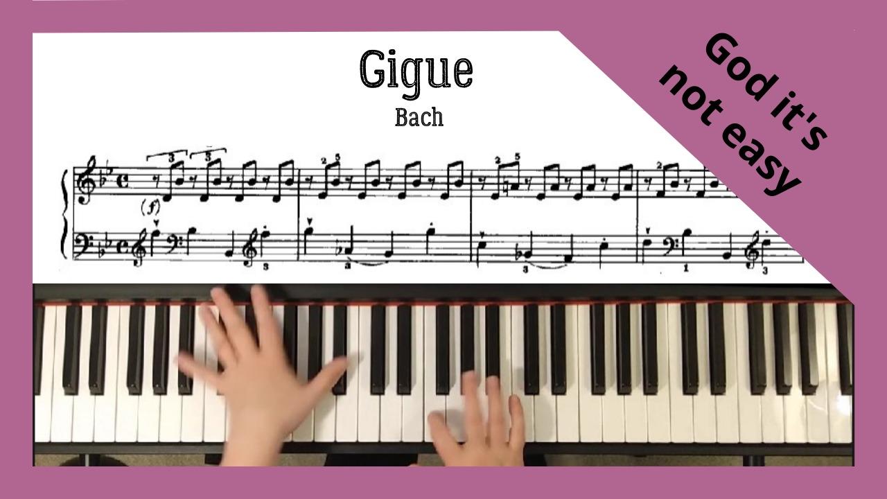 Bach - Gigue from Partita No. 1, BWV 825. Piano, Late Intermediate Level.