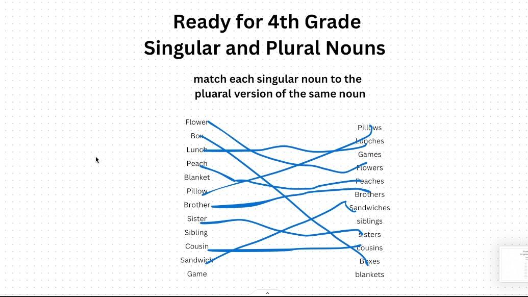 Summer Before 4th Grade - Singular and Plural Nouns