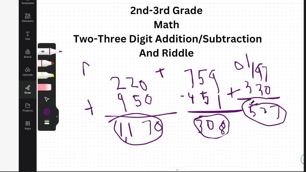 Summer Before 3rd Grade -Addition and Subtraction - Solve RIddle
