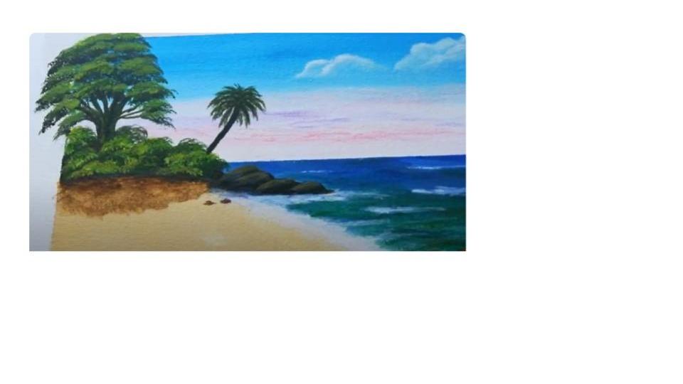 Simple and easy step by step Acrylic beach painting for beginners