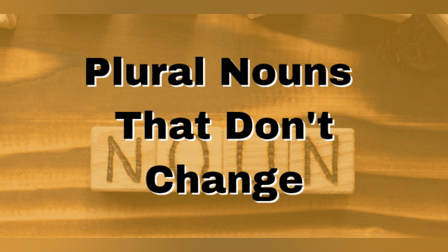 Plural Nouns That Don't Change