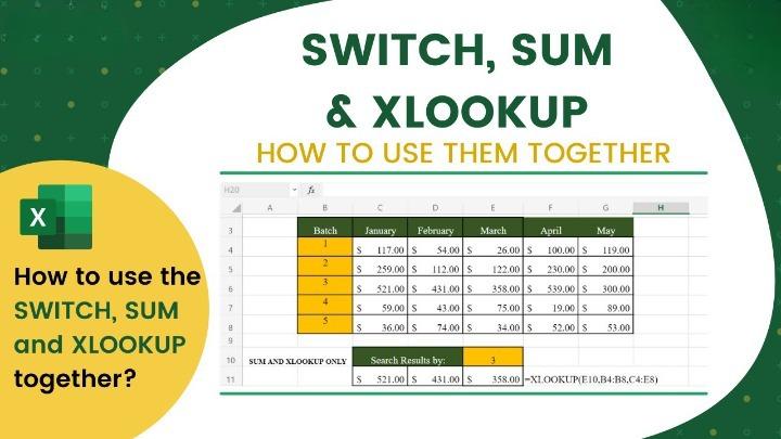 SWITCH, SUM, and XLOOKUP Combined in Microsoft Excel