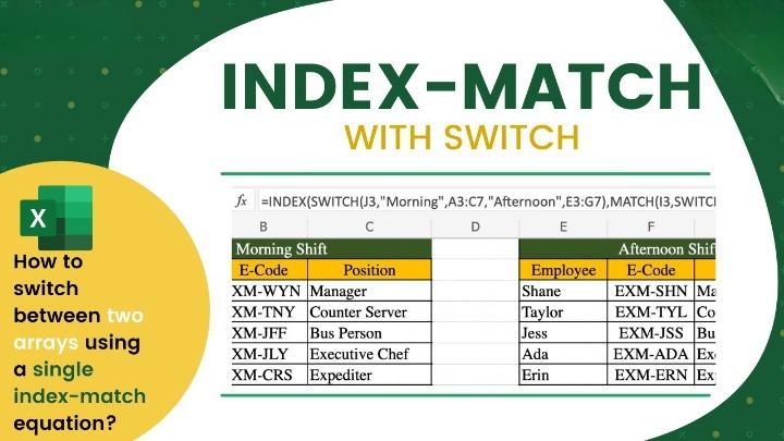 Improving the INDEX MATCH with the SWITCH Function in Microsoft Excel