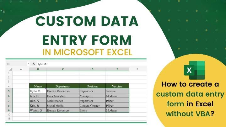 How to Create a Custom Data Entry Form in Excel Without VBA