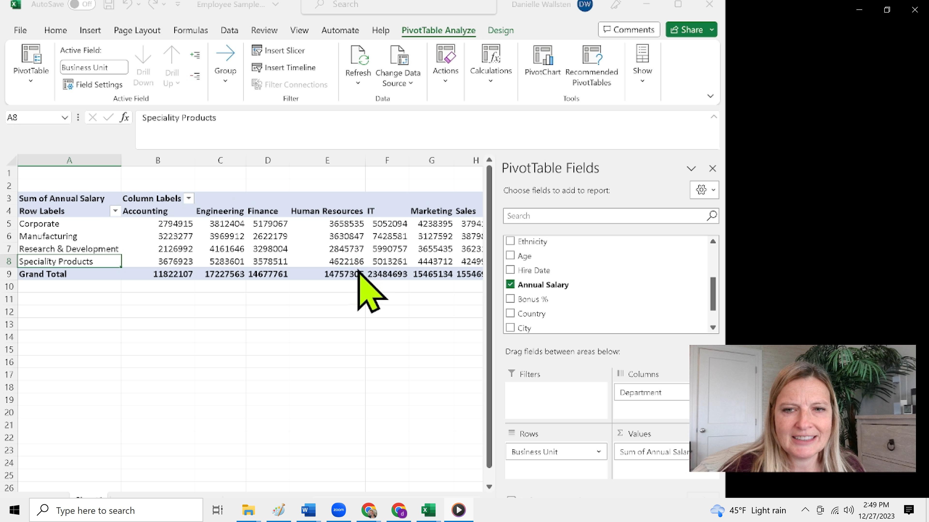 Creating Pivot Tables in Microsoft Excel