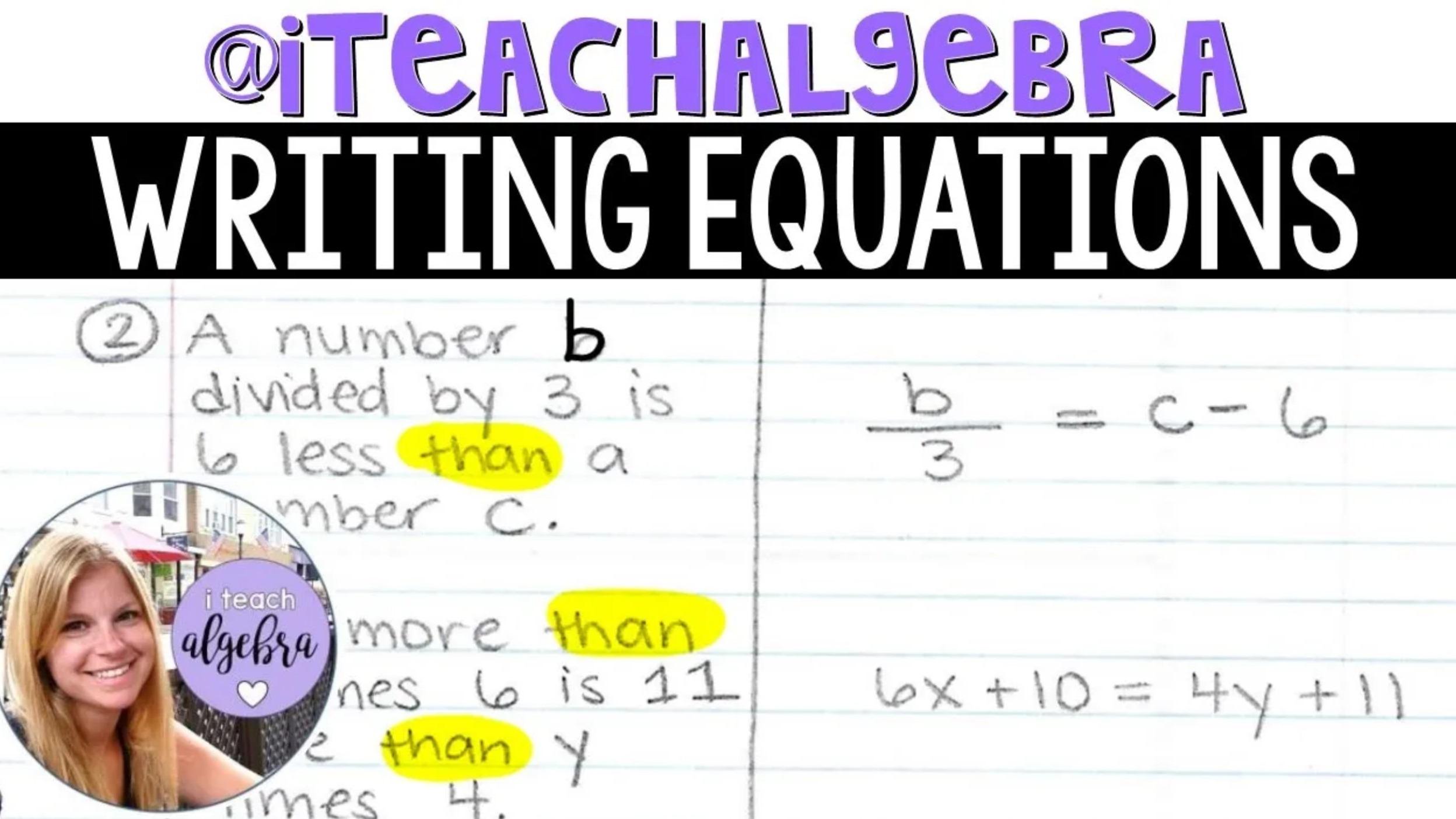Algebra 1 - Writing Equations & Consecutive Integer Equations