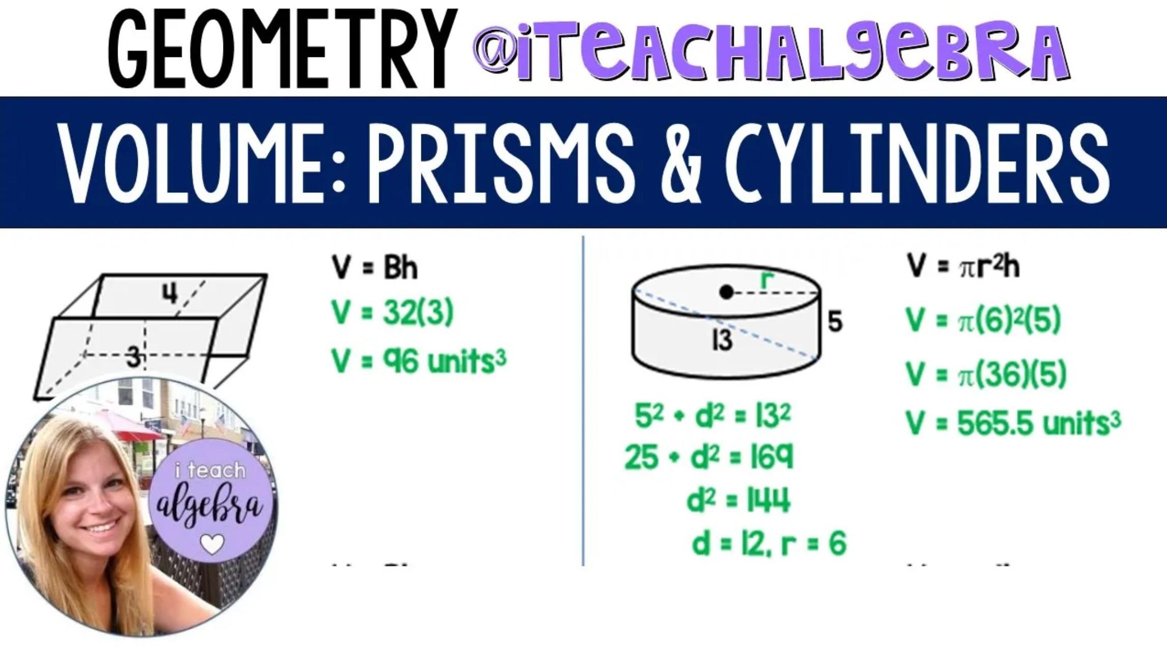 Geometry - Volume of Prisms and Cylinders
