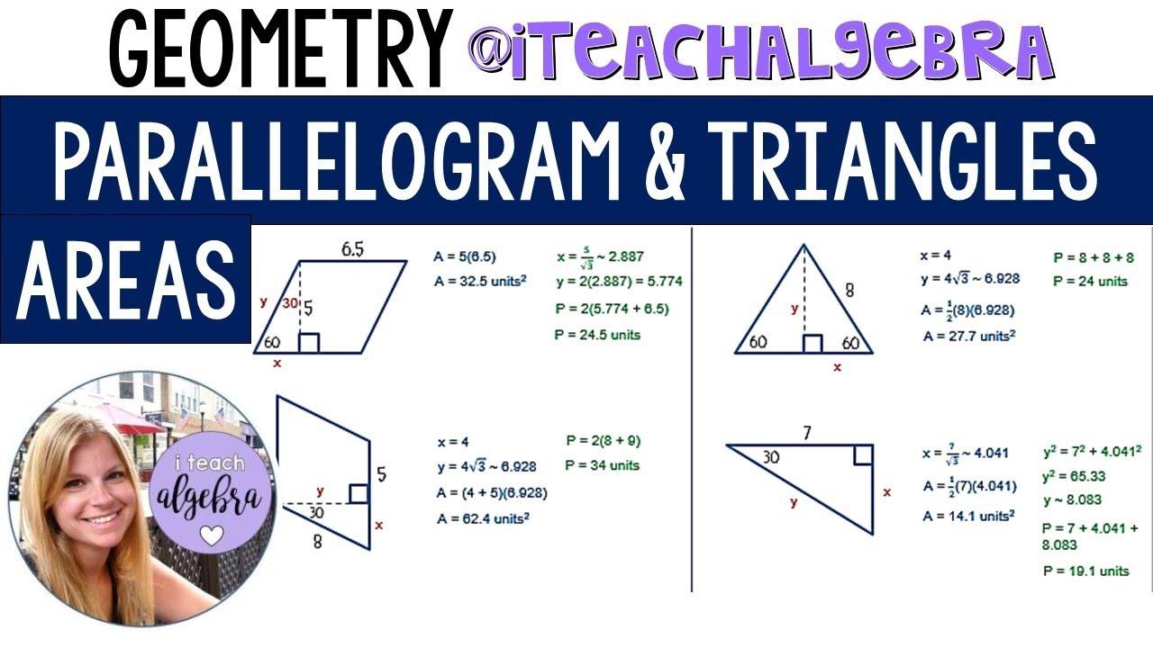 Geometry - Area and Perimeter of Parallelograms & Triangles