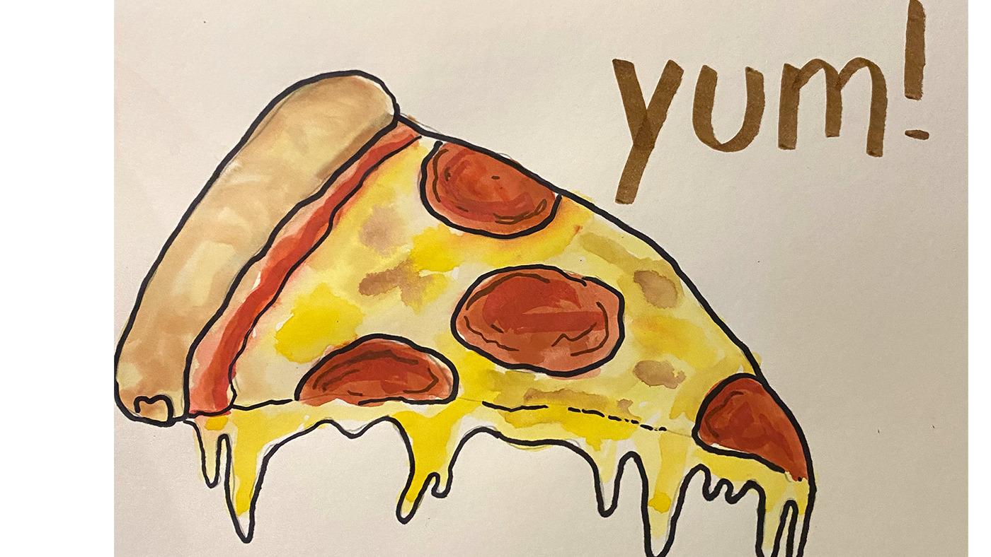 Pizza Drawing and Watercolor for kids!