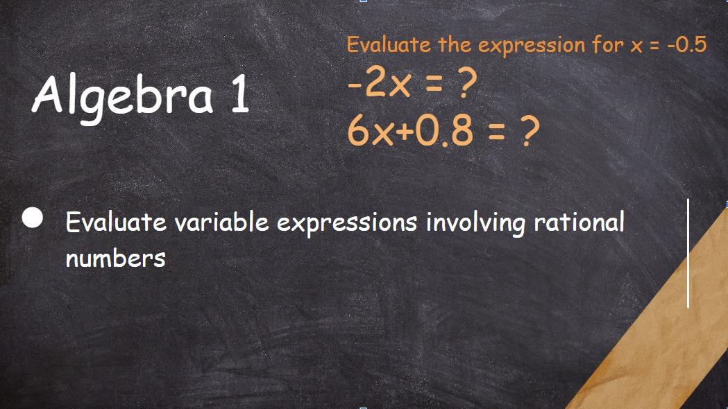 Evaluate variables with rational numbers