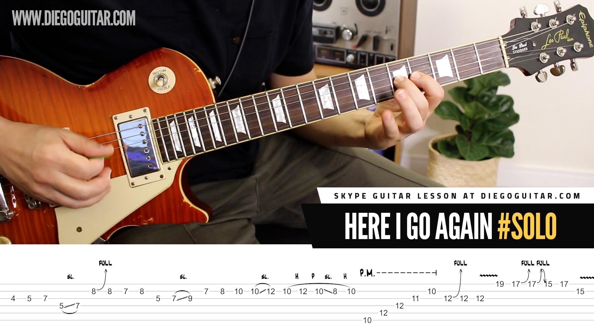Whitesnake Here I Go Again Guitar Solo Lesson | Tab | Tutorial