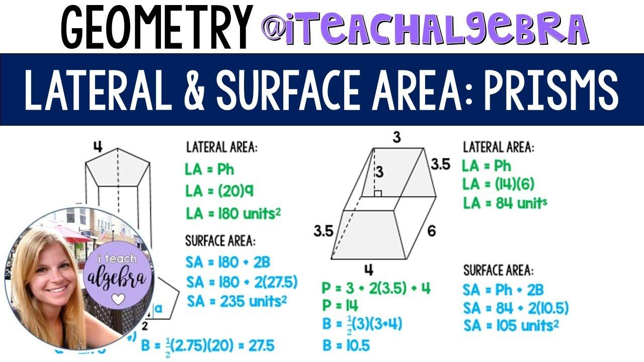 Geometry - Lateral and Surface Area of Prisms and Cylinders