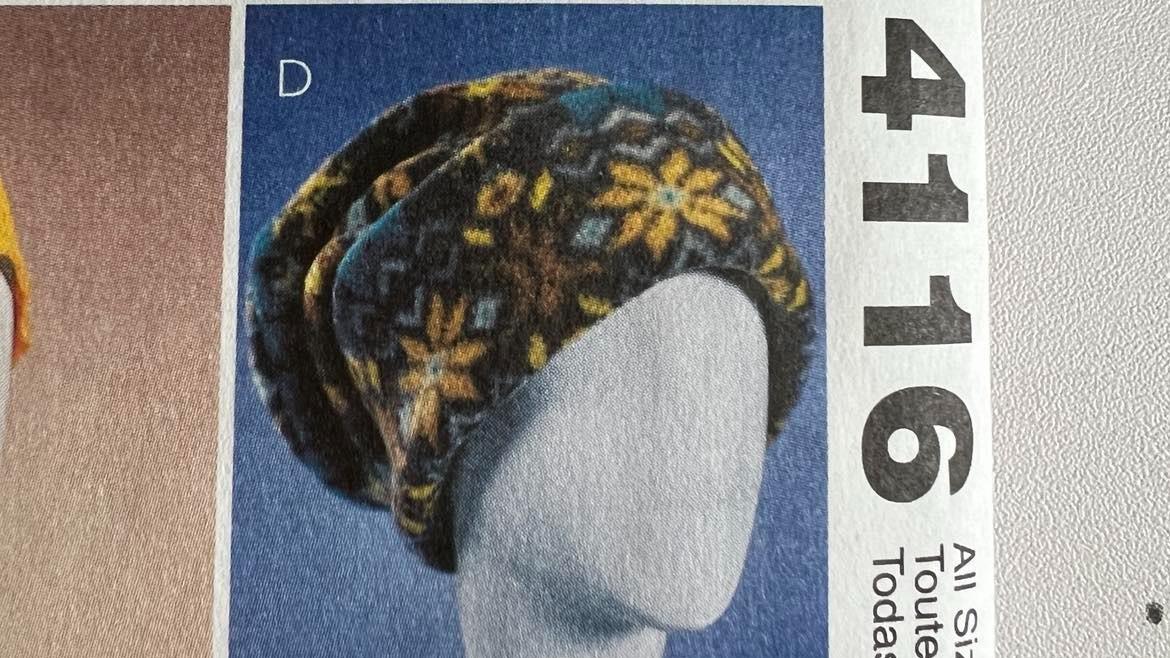 Stretch fabric hat using a pattern McCall 4116