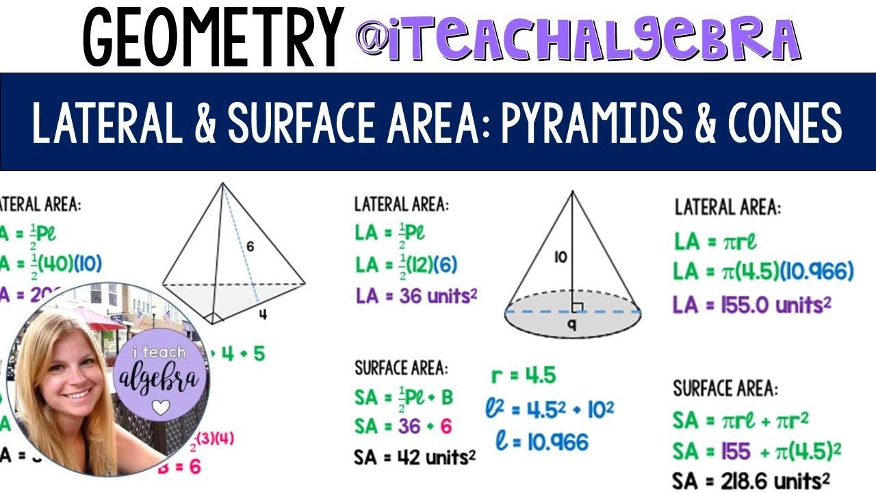 Geometry - Lateral and Surface Area of Pyramids and Cones