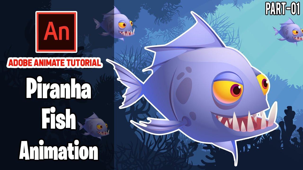 Cute Piranha Fish Animation in Adobe Animation Tutorial