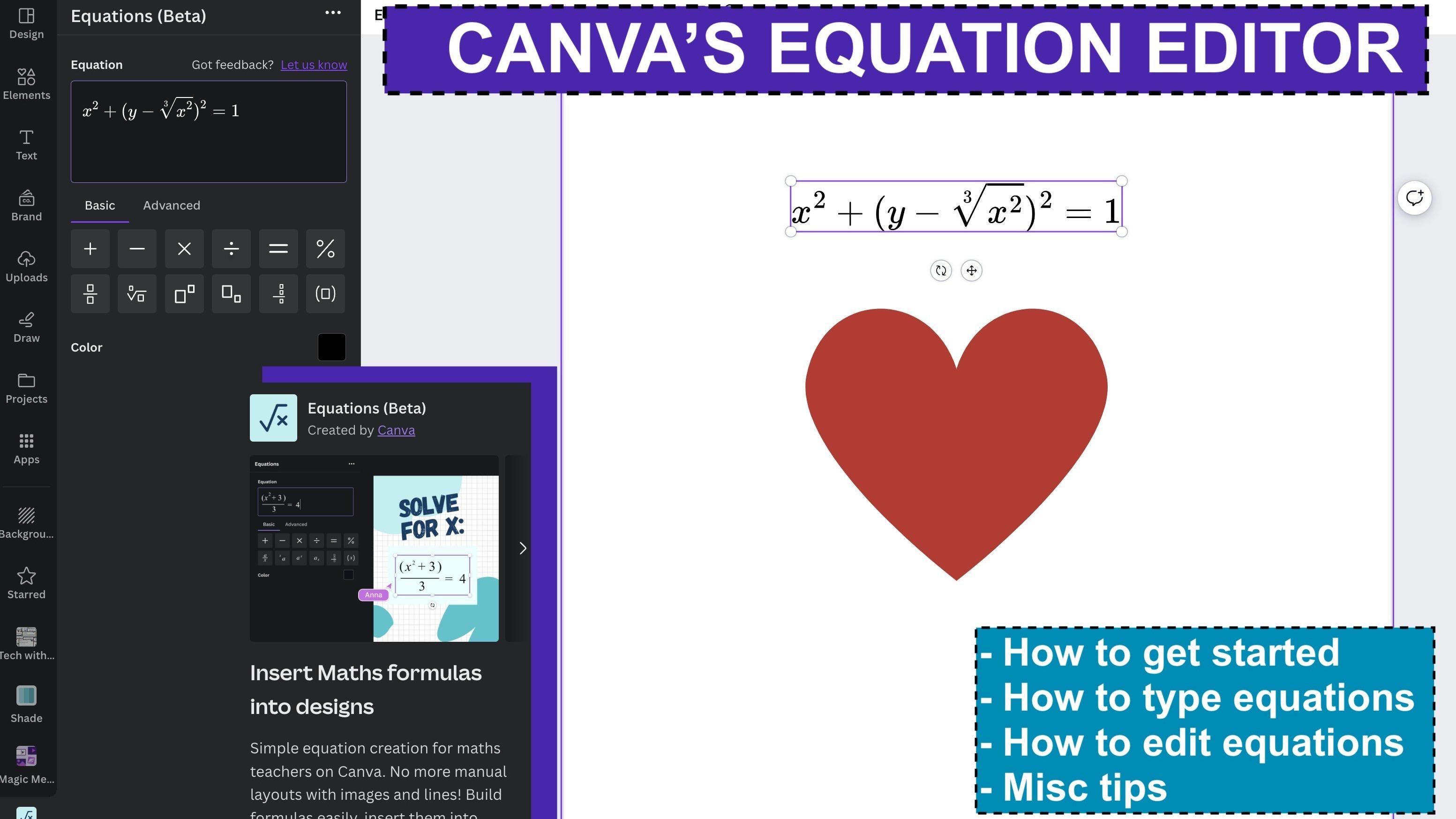 Type EQUATIONS using Canva's new equation editor