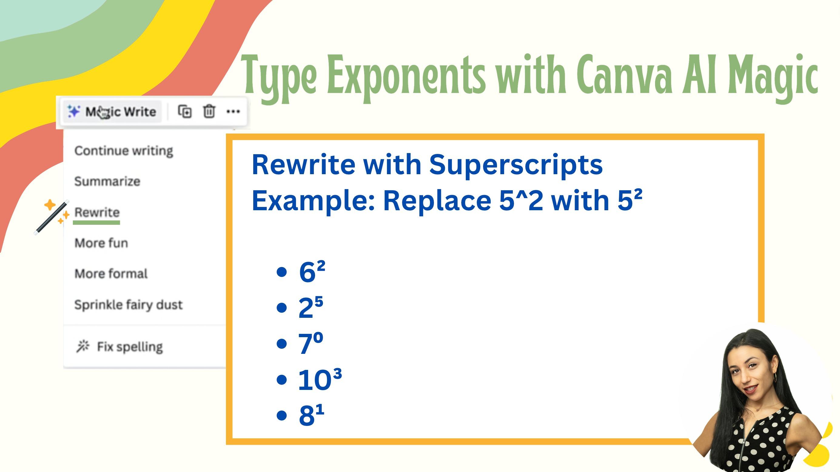 How to Type Exponents: Canva's Magic Write AI Turns ^ into Exponents with Just One Click
