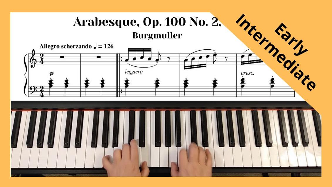 Burgmuller - Arabesque, Op. 100 No. 2, piano (Intermediate level)