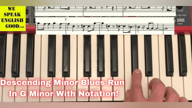 Descending Minor Blues Lick in G Minor with Notation
