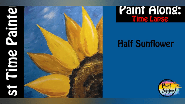 Easy Half Sunflower Step by Step Painting Tutorial