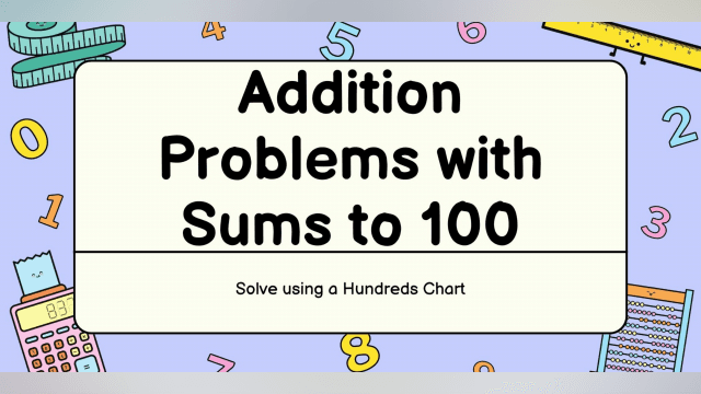 Addition Problems with Sums to 100 Using a Hundreds Chart