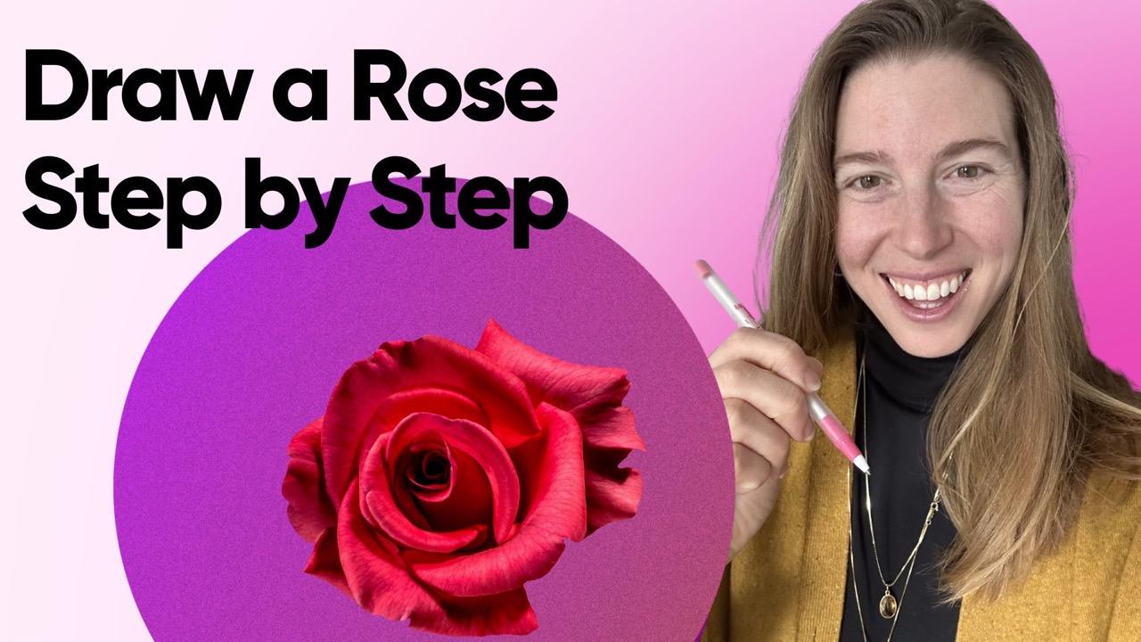 Draw a Rose Step by Step