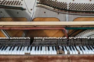 Close up of an old broken piano