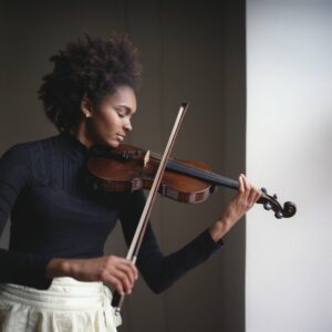 Serene woman playing a violin