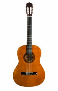 Picture of an orange brown acoustic guitar
