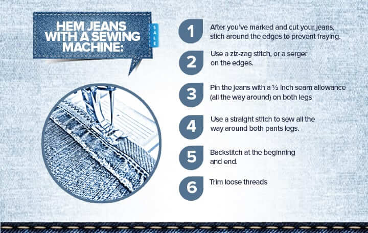 steps for how to hem jeans with a sewing machine