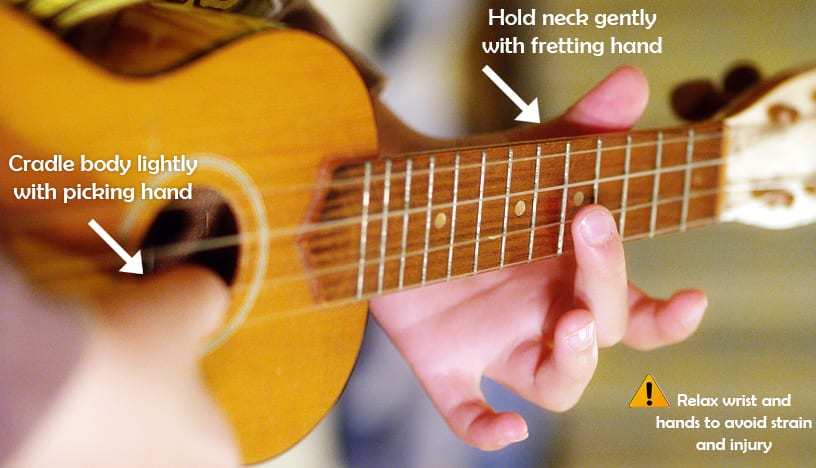 how to hold a ukulele