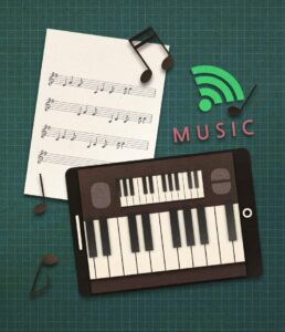 Picture of an iPad and sheet music