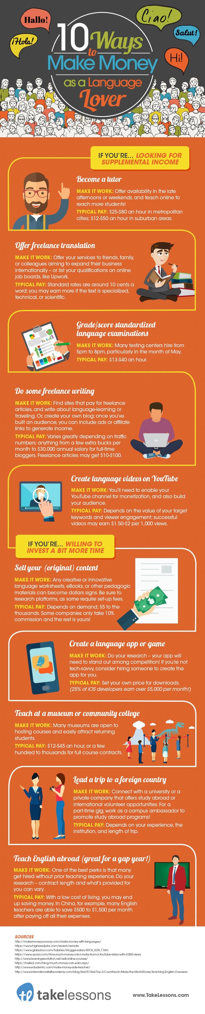 10 Ways To Make Money As A Language Lover Infographic - 10 ways to make money as a language lover
