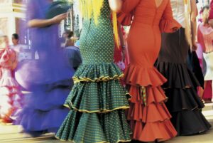 Close up of flamenco dancer dresses