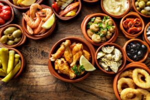 Close up of Spanish food ingredients