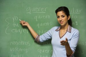 Female instructor teaching Spanish