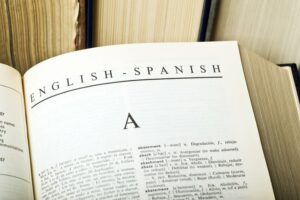 Picture of the A section Spanish to English dictionary