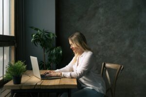 Female life coach working with a client online